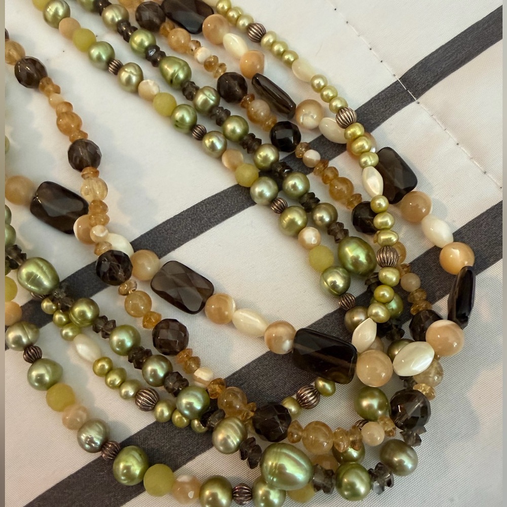 Ross-Simons Multi Stone Necklace in Brown and Green Tones - Picture 4 of 11